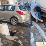 Alerta vial: registro sin tapa en el centro de Monterrey.