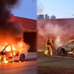 Camioneta se incendia repentinamente en San Pedro; moviliza a cuerpos de auxilio