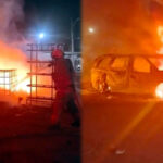Incendio consume cuatro camionetas en negocio de autopartes en Escobedo