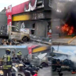 Camión de carga se incendia frente a tienda en Monterrey; desalojan a trabajadores