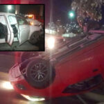 Fuerte accidente provoca volcadura en avenida Constitución y deja dos lesionados