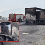 Tráiler cargado de cerveza se incendia y vuelca sobre la carretera Monterrey-Saltillo