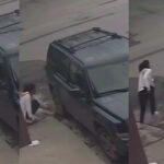 Graban a mujer prendiendo fuego a camioneta en Apodaca; automovilistas apagan las llamas